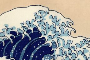The Great Wave, Hokusai, original, enlarged normally